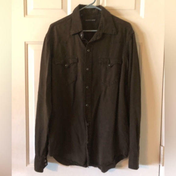 Vintage Ralph Lauren Brown Button Down 100% Lyocell Snap Down Size Medium - Picture 3 of 14